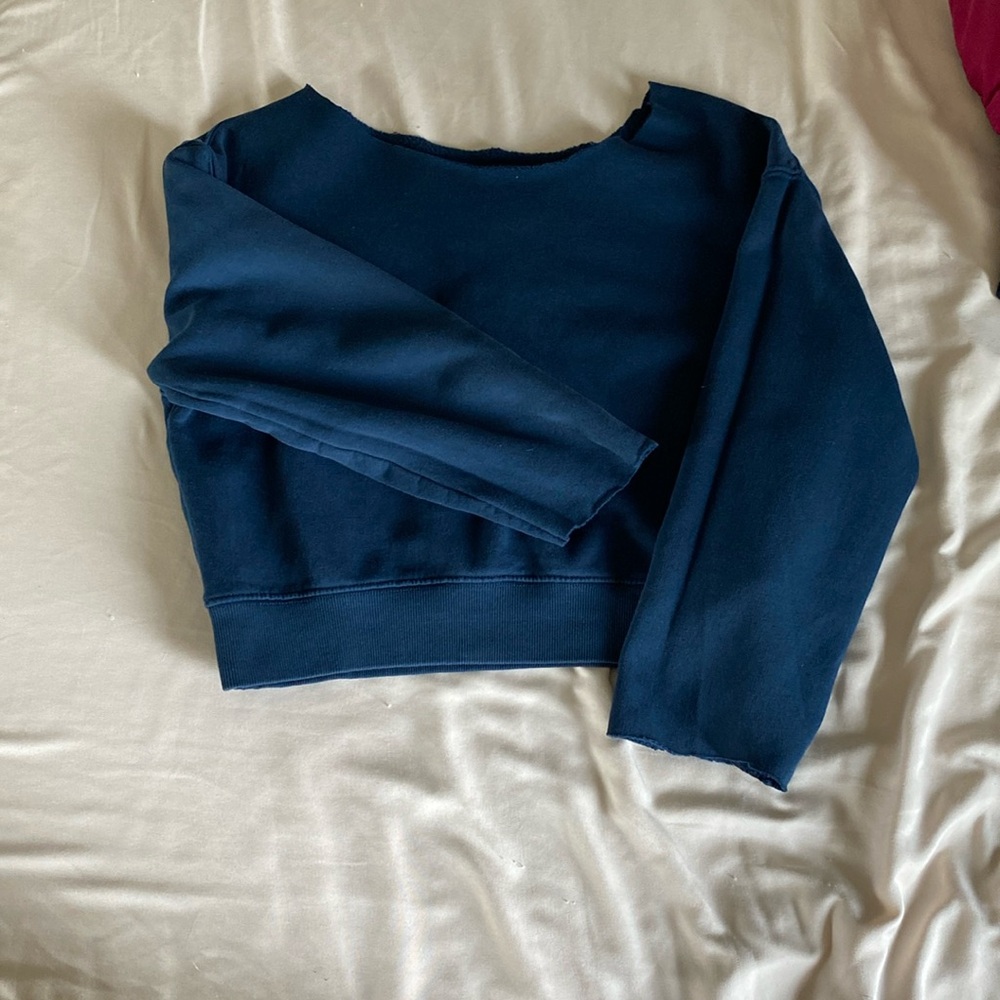 Navy blue off the shoulder crew neck
